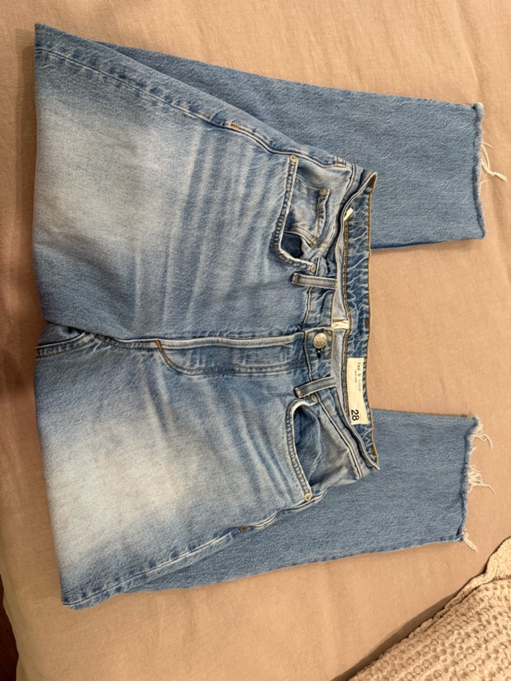 rag & bone Light Blue High Rise Straight Jeans - Picture 3 of 5